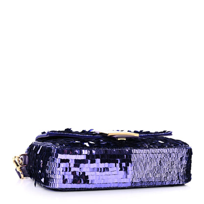 Fendi Sequin Paillettes Shiny Nappa Sex and the City Baguette Viola Purple Rain 4 of 9