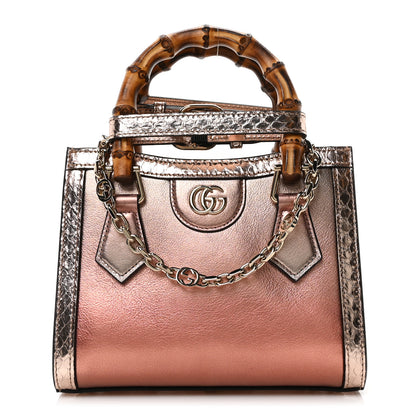 Gucci Metallic Lambskin Anaconda Snakeskin Mini Diana Tote Bag Rame 1 of 9