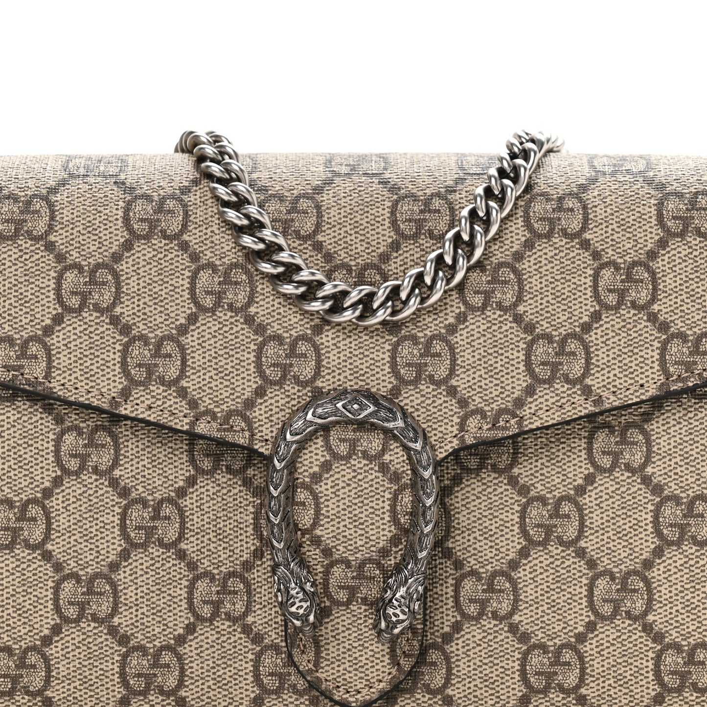 GG Supreme Monogram Mini Dionysus Chain Wallet Beige Black