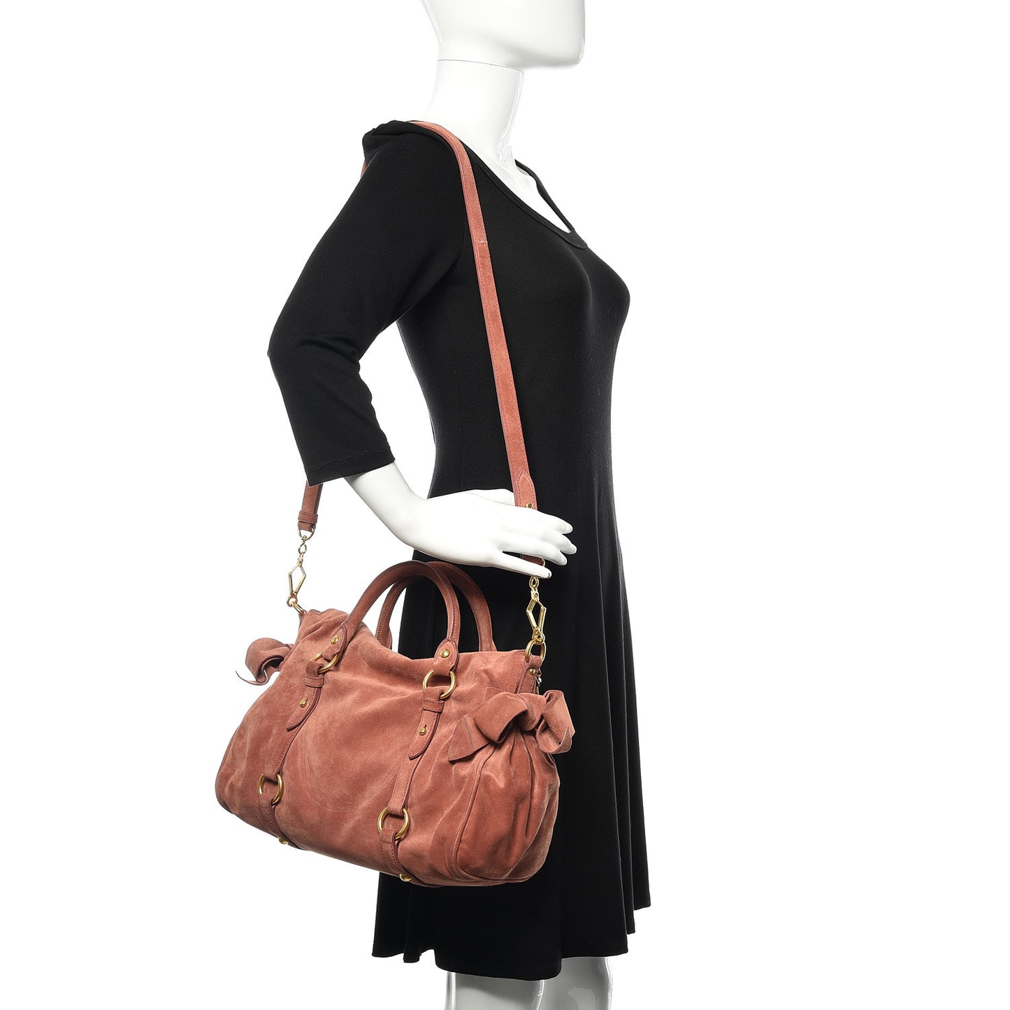 Suede Lux Small Bow Bag Antico