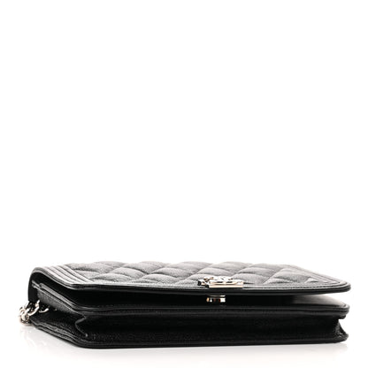 Chanel Caviar Quilted Boy Wallet On Chain WOC Black 4 of 12