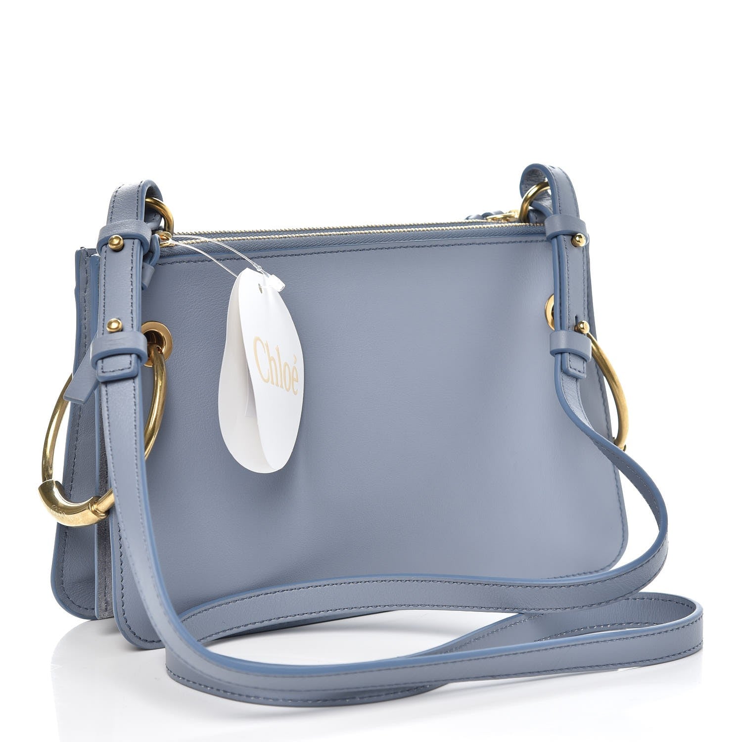 Chloe Calfskin Suede Mini Roy Bag Washed Blue 3 of 7