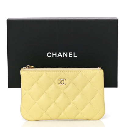Chanel Lambskin Quilted Small Cosmetic Case Yellow 8 of 8