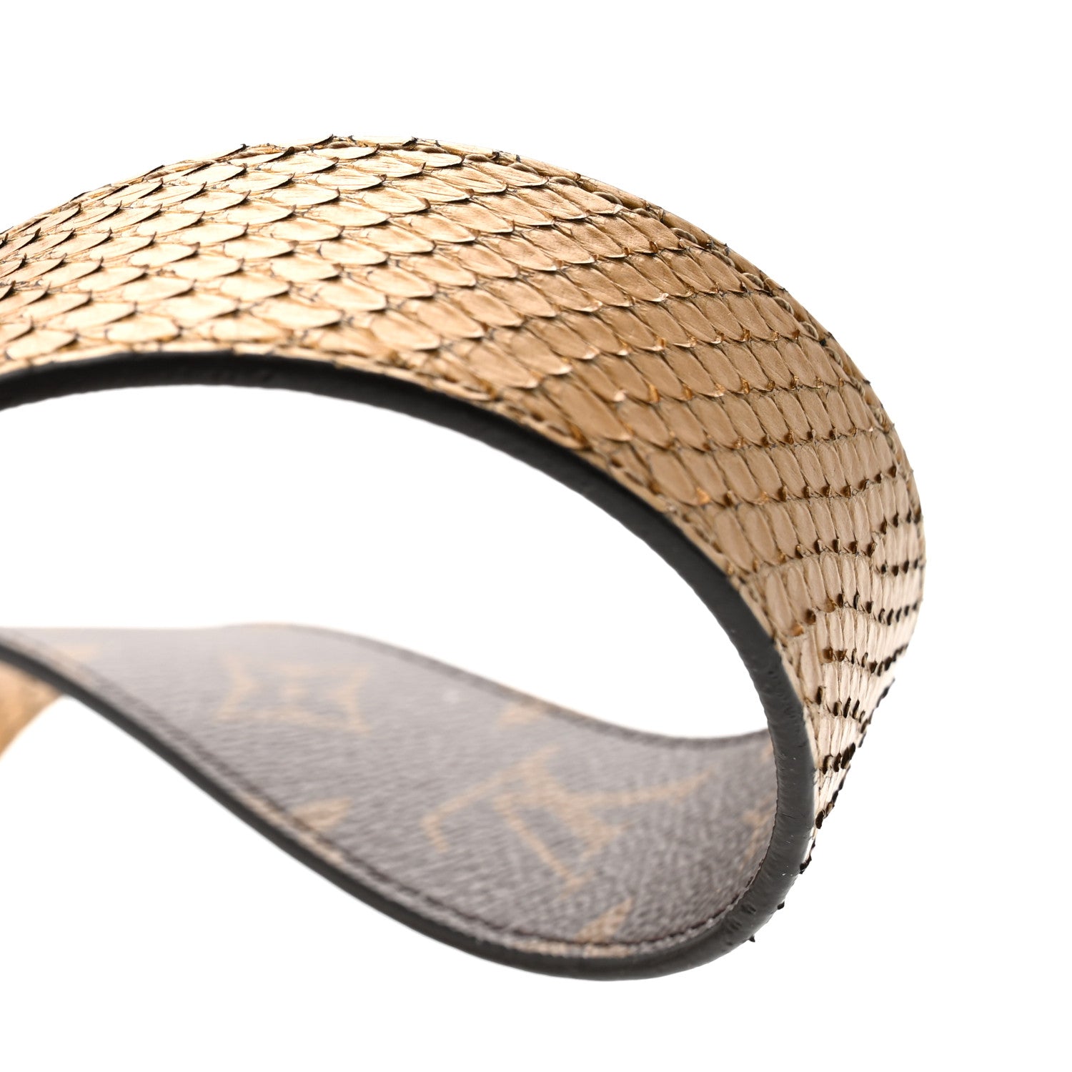 Louis Vuitton Metallic Snakeskin Monogram Bandouliere Shoulder Strap Gold 4 of 4