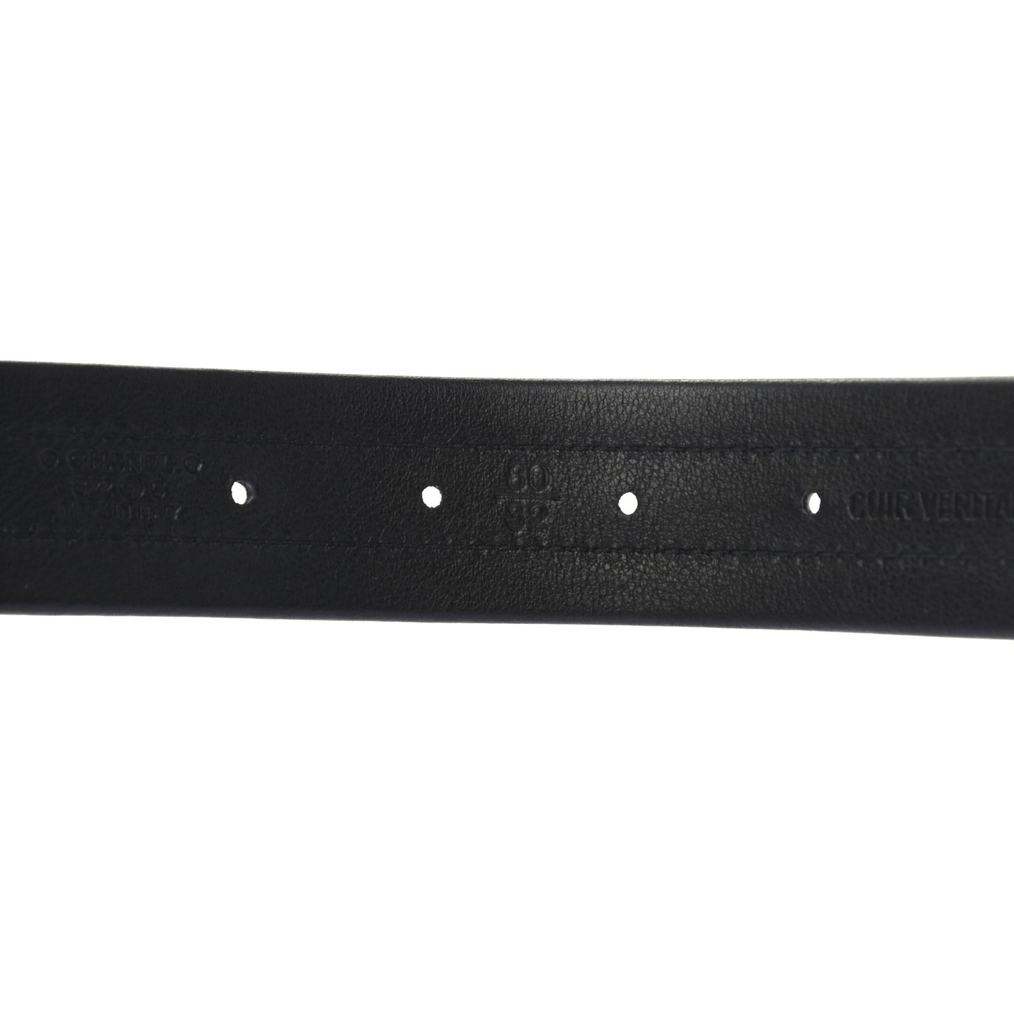 Calfskin Lambskin Zipper Chain CC Belt 80 32 Black