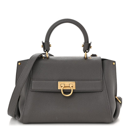 Salvatore Ferragamo Grained Calfskin Sofia Satchel Urban Grey 1 of 9