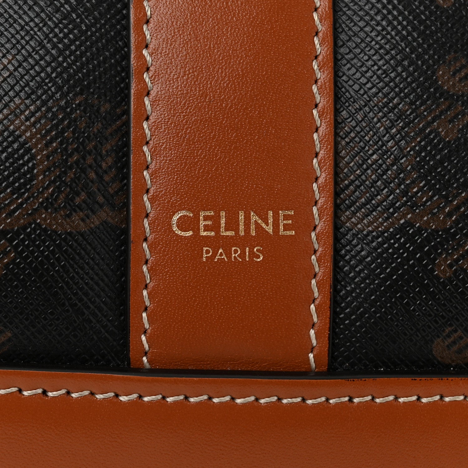 Celine Triomphe Canvas Calfskin Medium Bucket Bag Tan 6 of 10