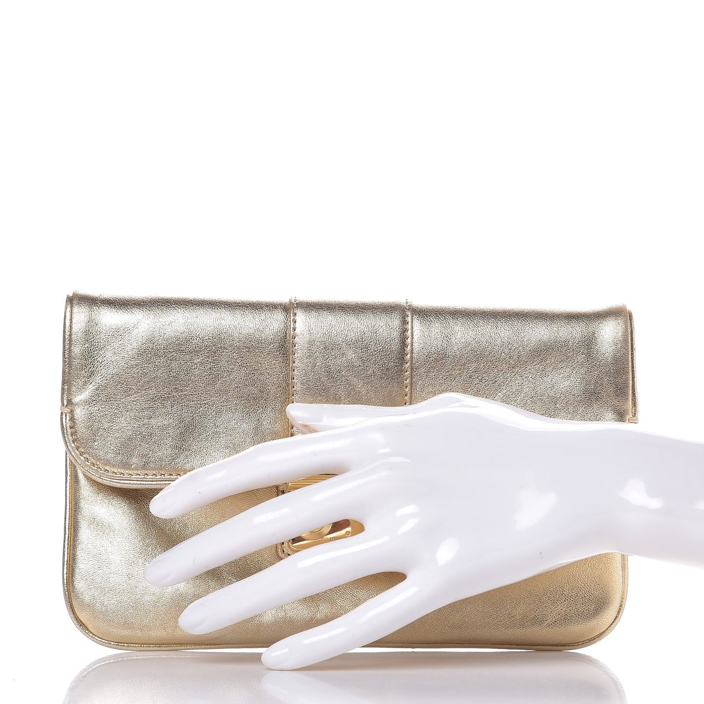 Metallic Lambskin SC Slim Clutch Gold