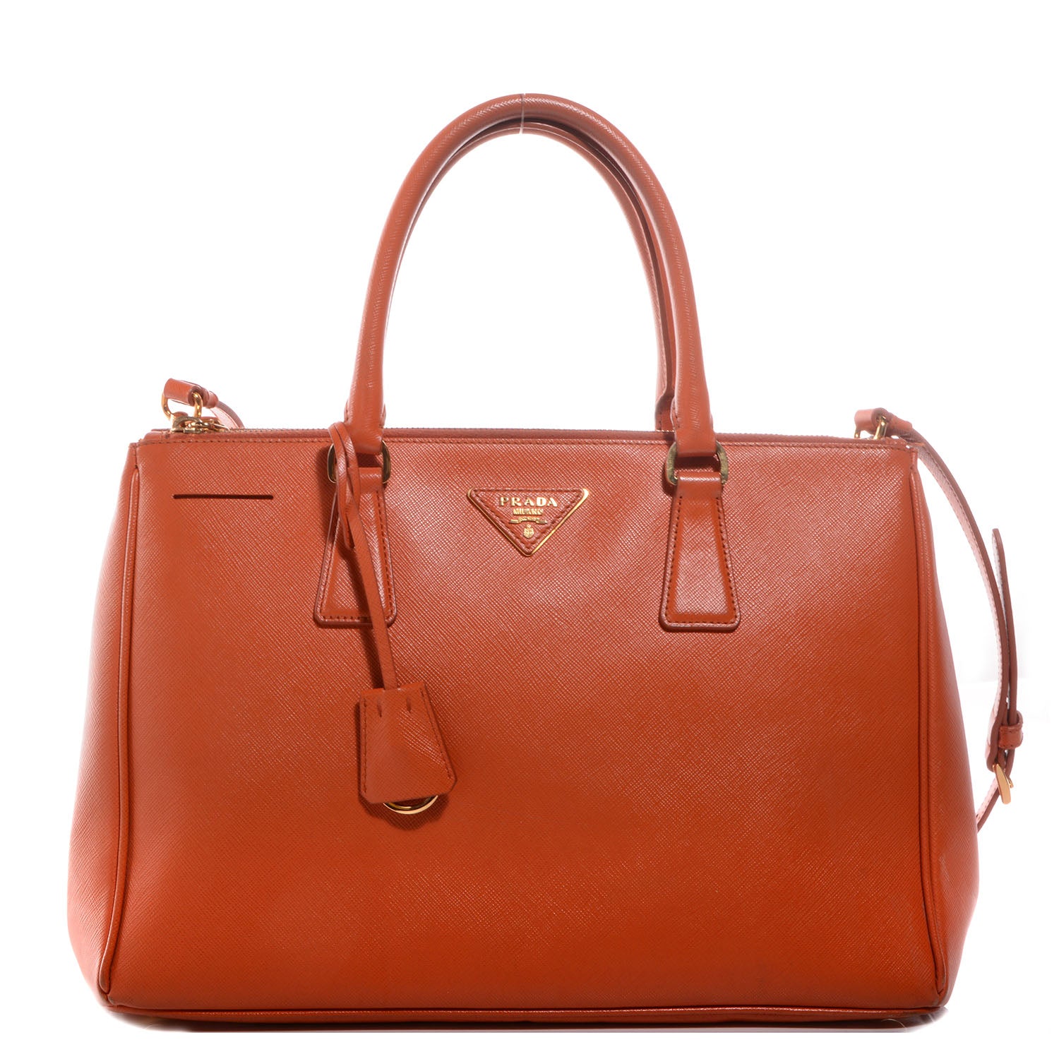 Prada Saffiano Lux Medium Double Zip Tote Papaya 1 of 11