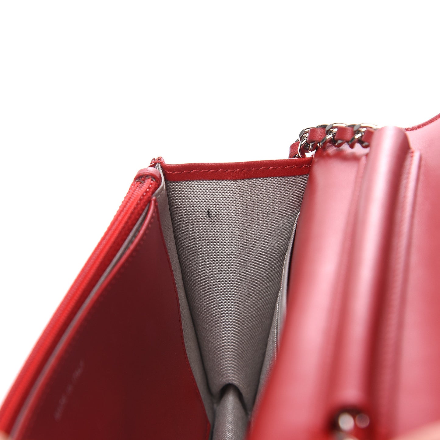 Patent Quilted Brilliant Wallet On Chain WOC Red