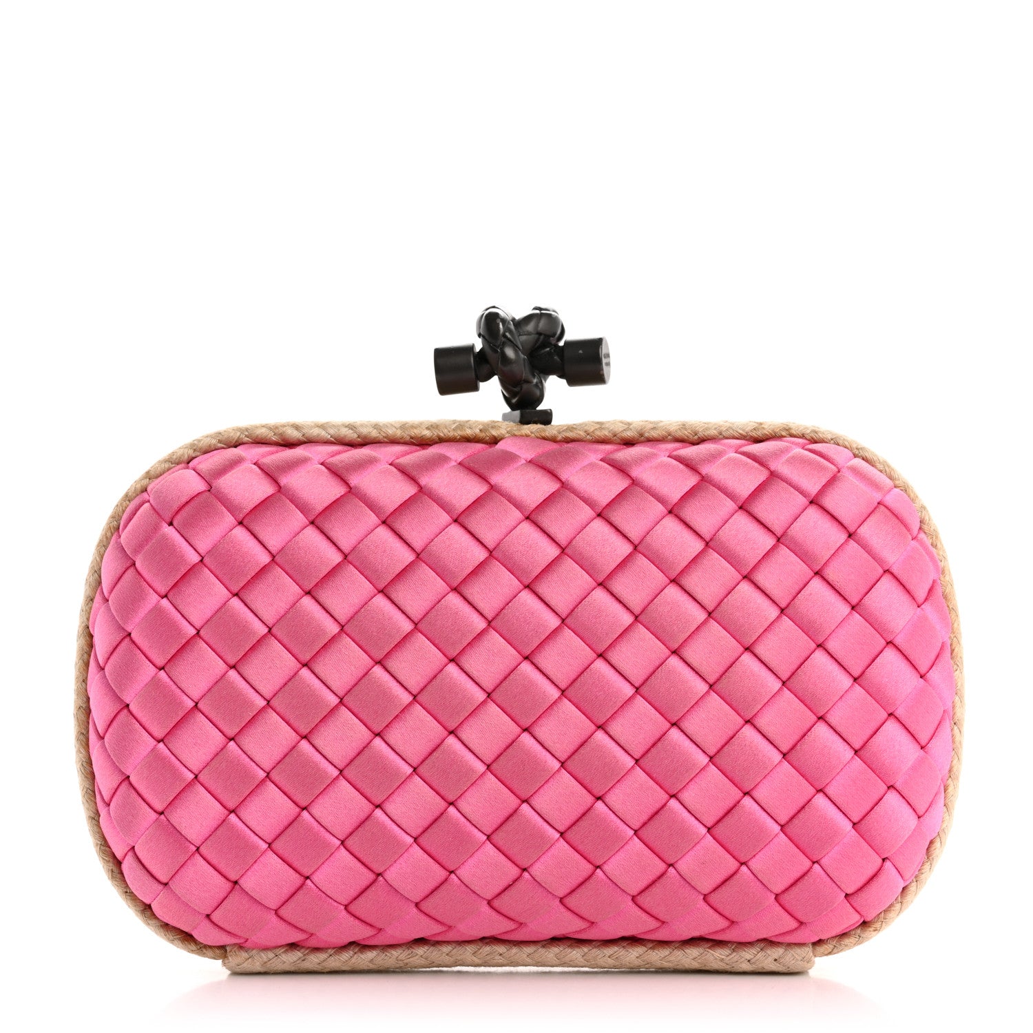 Bottega Veneta Satin Intreccio Impero Knot Clutch Clutch Rosa Shock 1 of 7