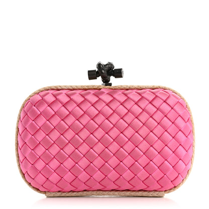 Bottega Veneta Satin Intreccio Impero Knot Clutch Clutch Rosa Shock 1 of 7