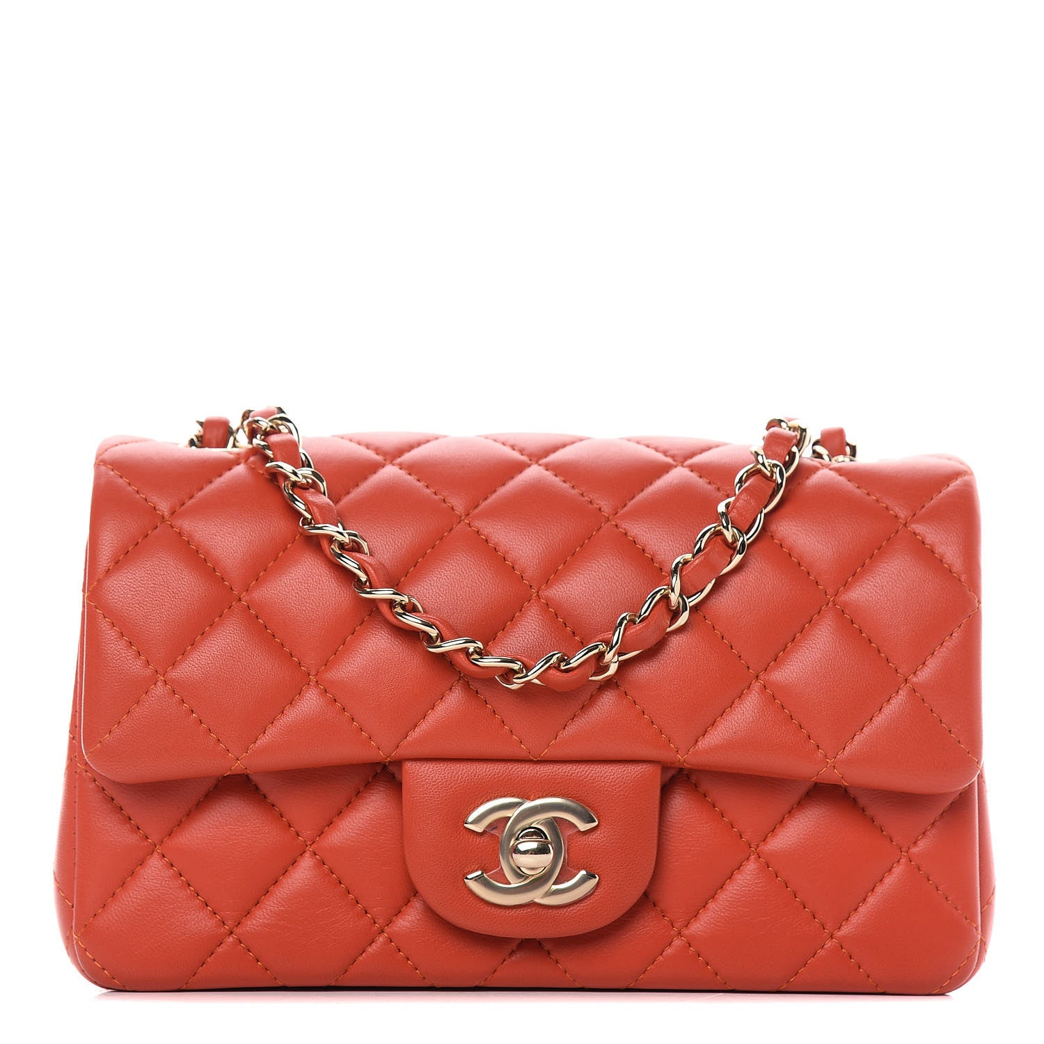 Chanel Lambskin Quilted Mini Rectangular Flap Orange 1 of 10