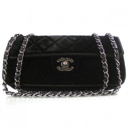 Chanel Velvet Quilted East West Flap Black 1 of 11