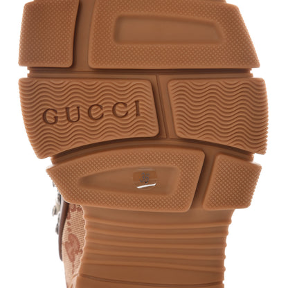 Gucci X SEGA Suede Calfskin GG Monogram Womens Flashtrek High-Top Sneakers 36 New Cuir Beige Ruggine 6 of 9