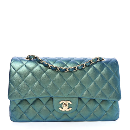 Chanel Iridescent Caviar Quilted Medium Double Flap Green 1 of 11