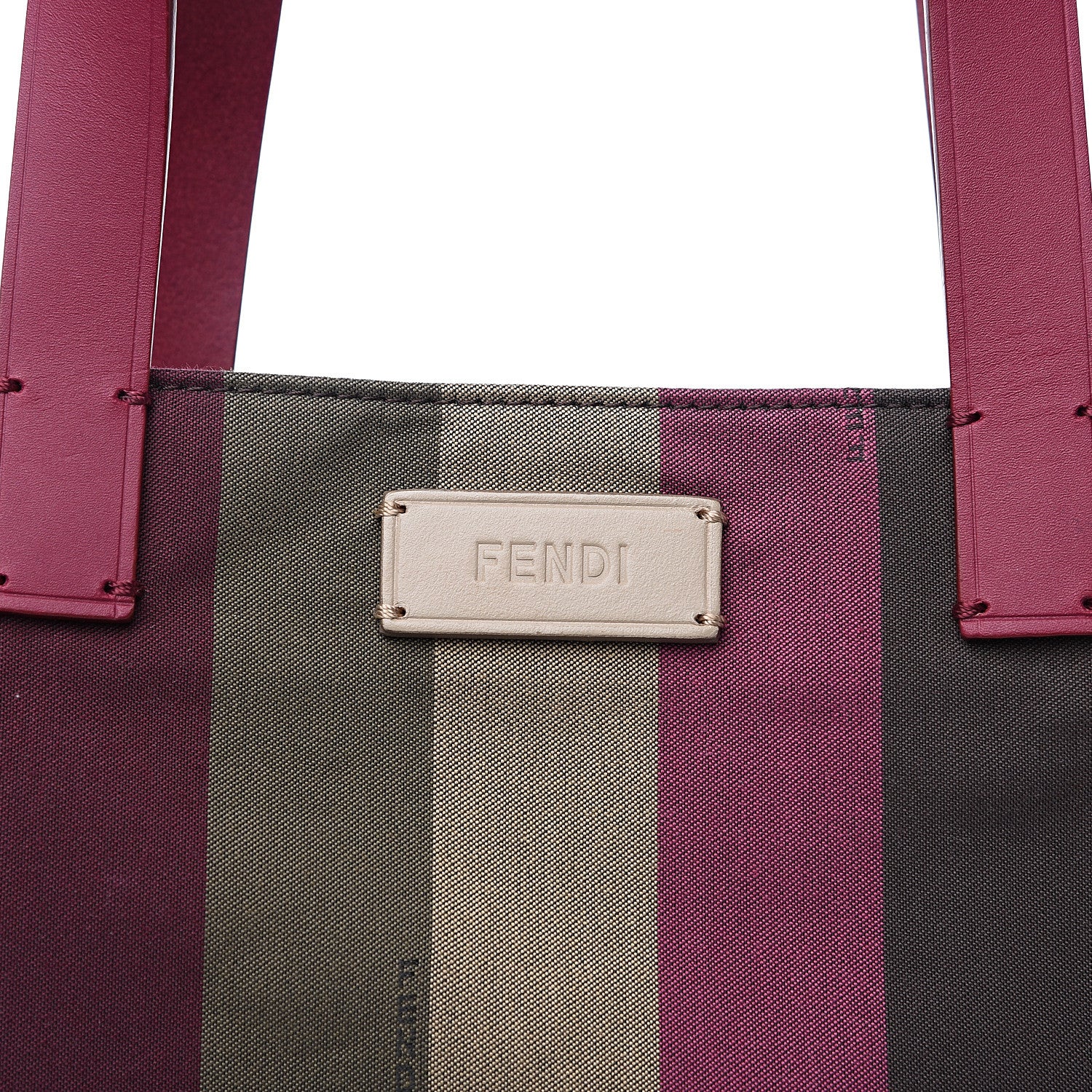 Fendi Pequin Striped Shopping Tote Bordeaux Multicolor Tobacco Lampone 6 of 10