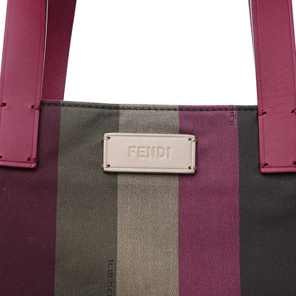 Fendi Pequin Striped Shopping Tote Bordeaux Multicolor Tobacco Lampone 6 of 10