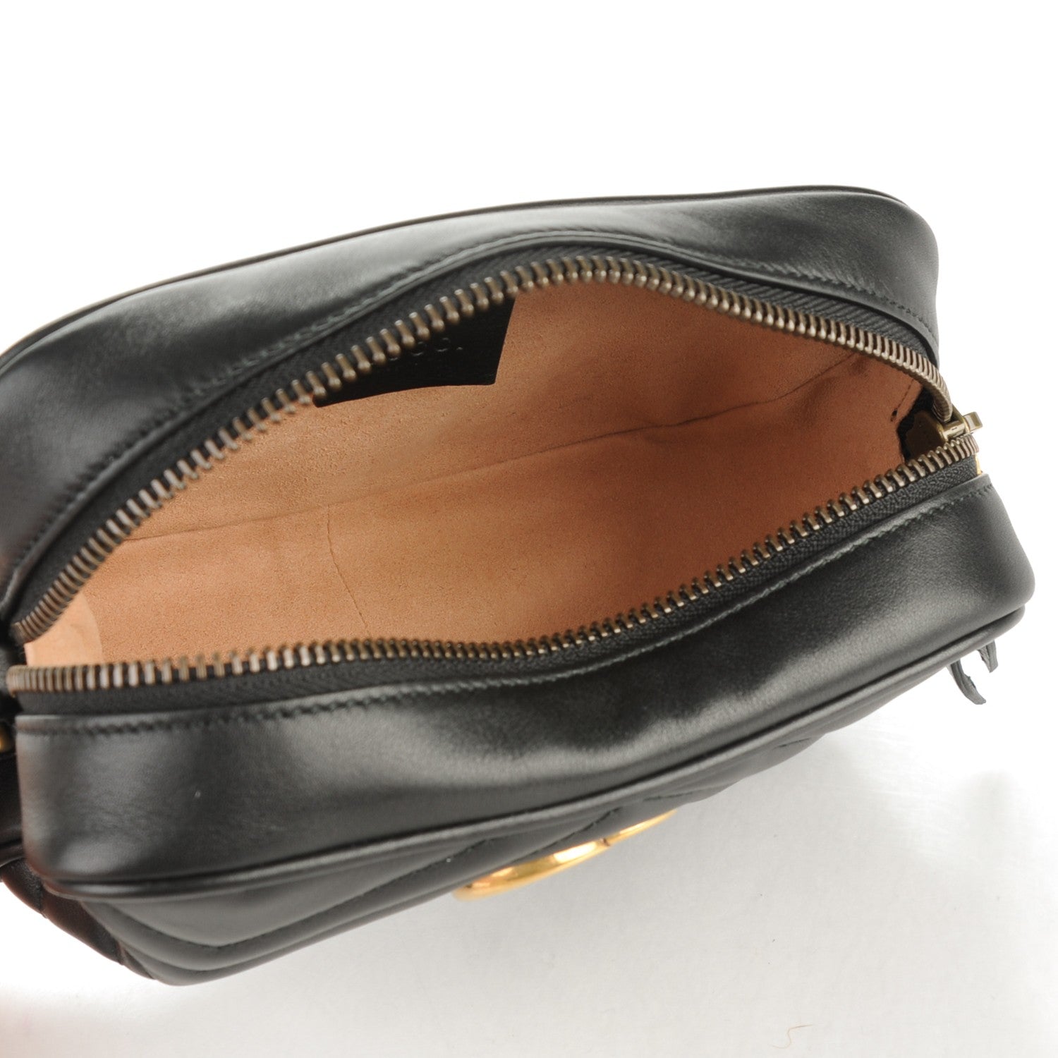 Gucci Calfskin Matelasse Mini GG Marmont Wrist Wallet Black 5 of 7