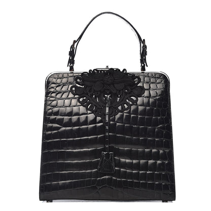 Prada Shiny Crocodile Framed Bag Black 1 of 15