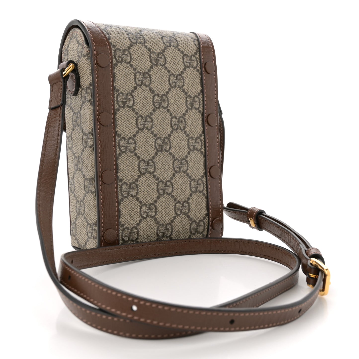 GG Supreme Monogram Mini Horsebit 1955 Crossbody Bag Beige Brown Sugar