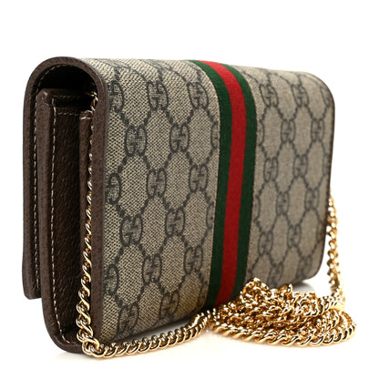 Gucci GG Supreme Monogram Web Ophidia Wallet On Chain Brown 2 of 11
