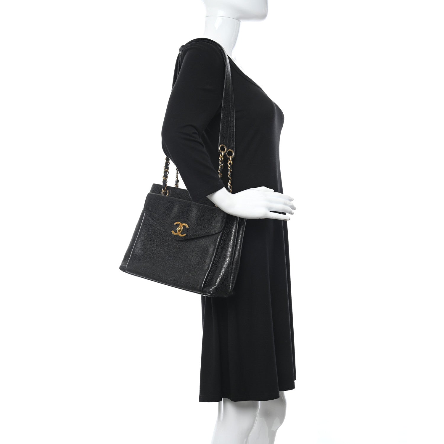 Chanel Caviar CC Shoulder Bag Black 2 of 9