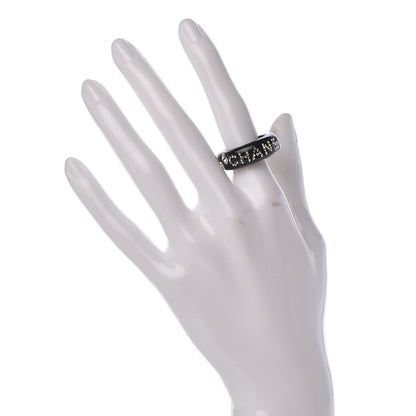 Chanel Resin Crystal CC Logo Ring 7 Black 2 of 4