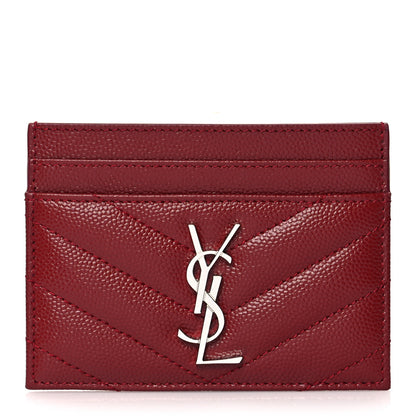 Saint Laurent Grain De Poudre Matelasse Chevron Monogram Credit Card Case Opyum Red 1 of 8