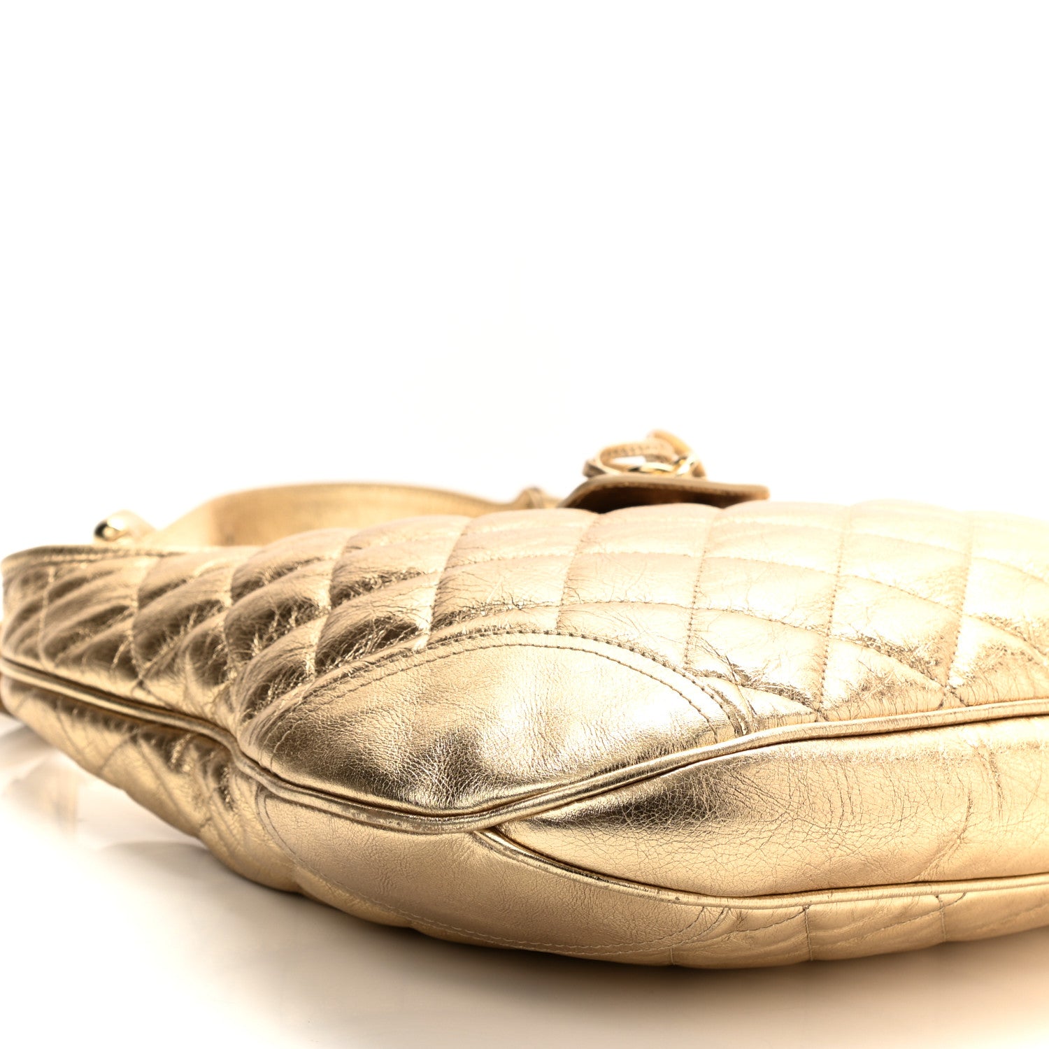 Burberry Metallic Calfskin Quilted Hoxton Hobo Gold 8 of 9