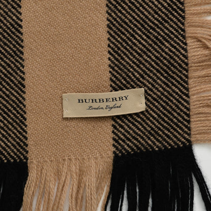 Burberry Wool Half Mega Check Fringe Scarf Camel 3 of 3