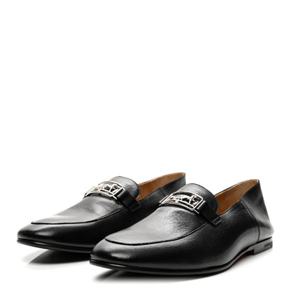 Hermes Goatskin Mens Tenor Mocassin Loafers 43 Black 3 of 11