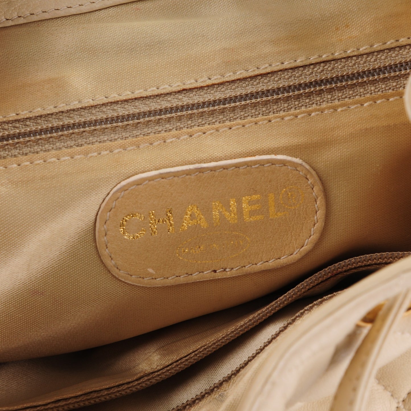 Lambskin Quilted Backpack Beige Clair