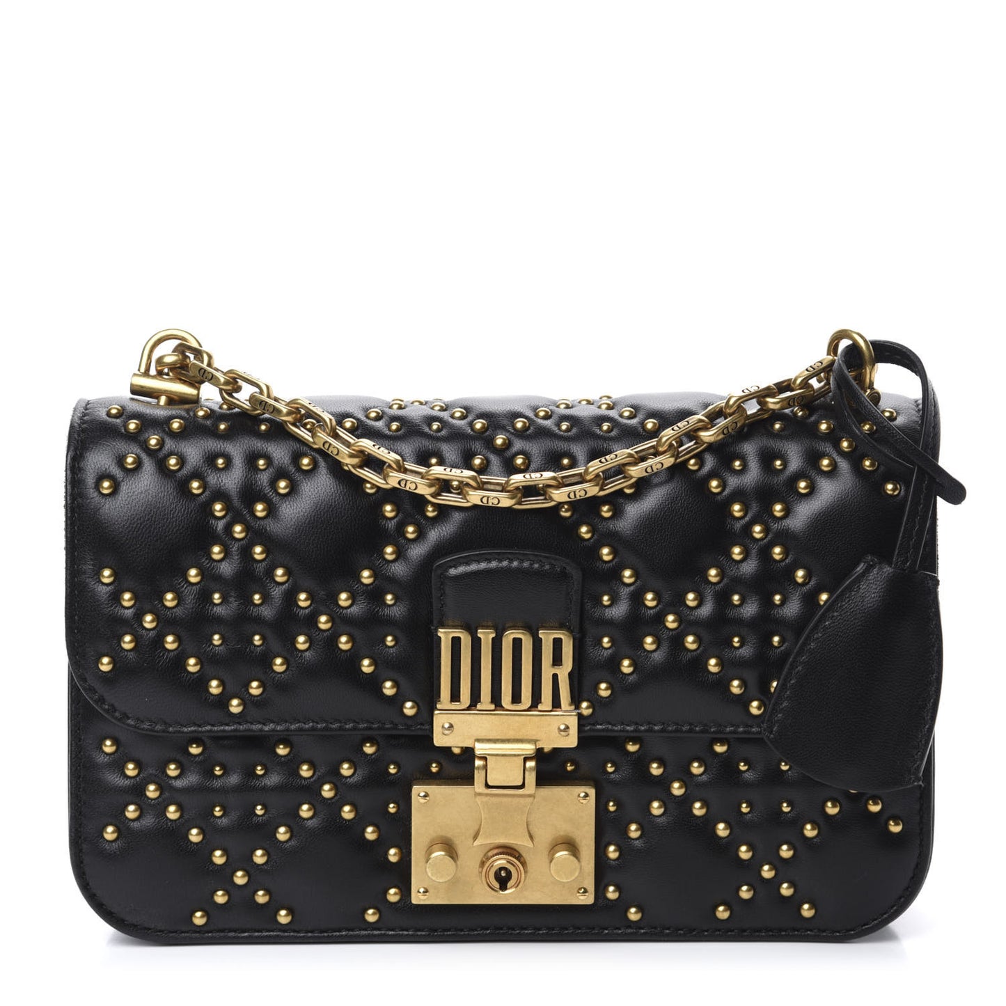 Lambskin Cannage Studded Small Dioraddict Flap Bag Black