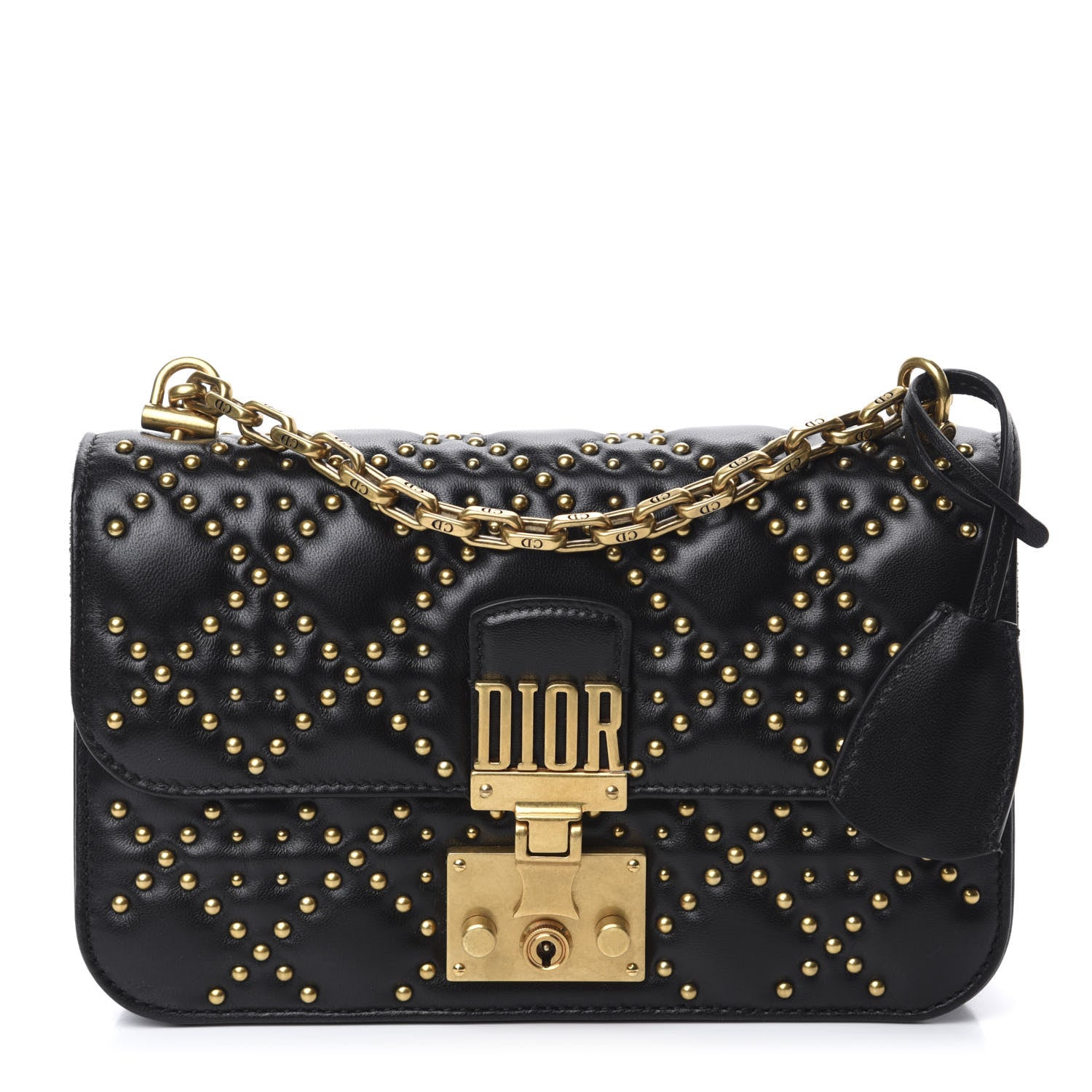 Christian Dior Lambskin Cannage Studded Small Dioraddict Flap Bag Black 1 of 10