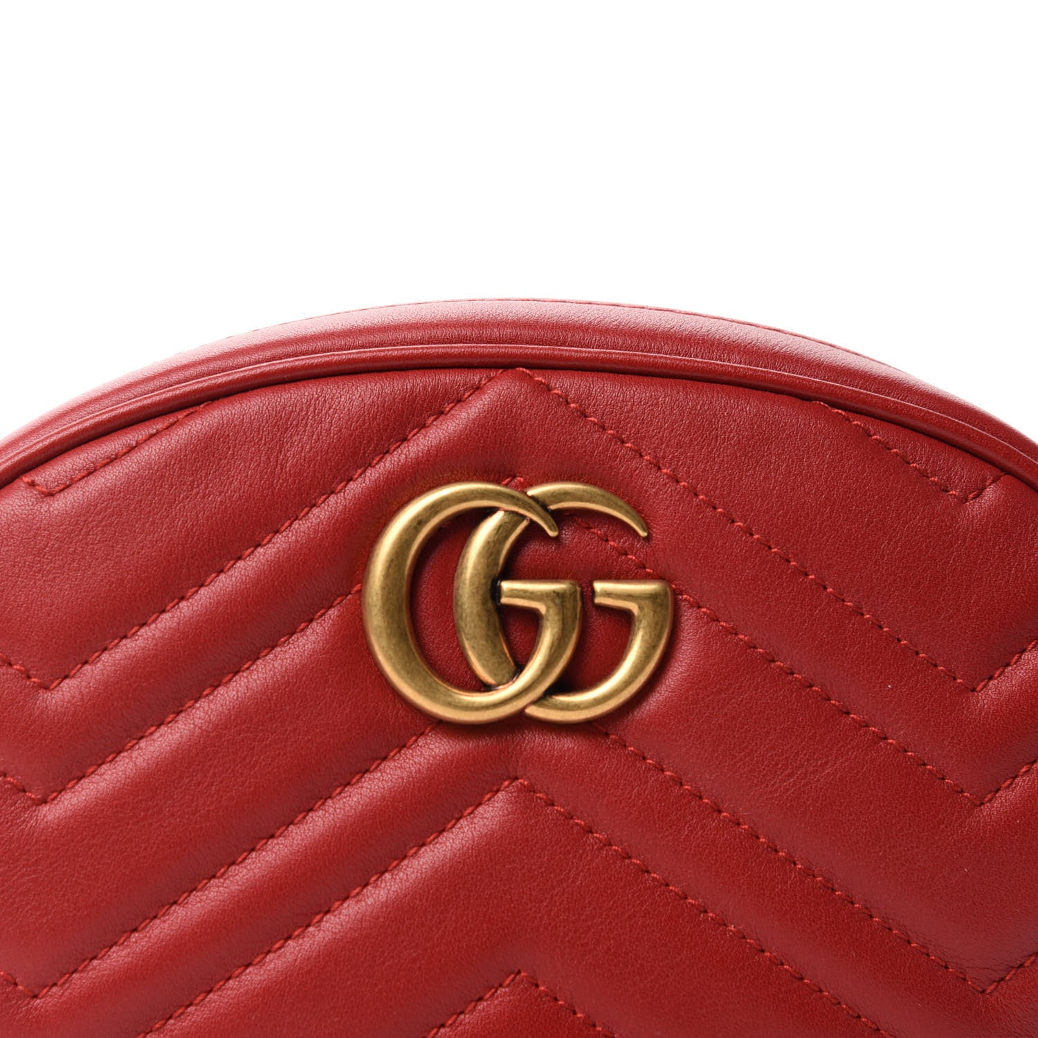 Gucci Calfskin Matelasse GG Marmont Belt Bag 85 34 Hibiscus Red 11 of 11
