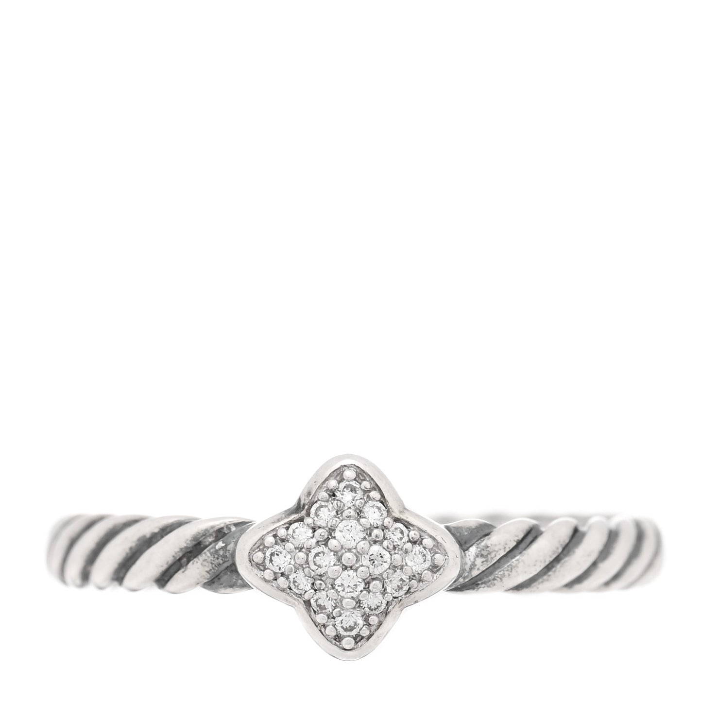 Sterling Silver Diamond Quatrefoil Ring 50 5.25