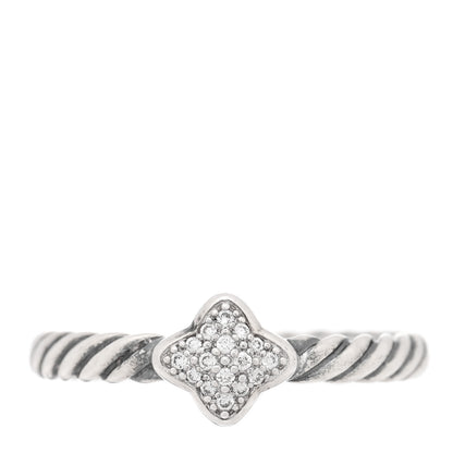 David Yurman Sterling Silver Diamond Quatrefoil Ring 50 5.25 1 of 4