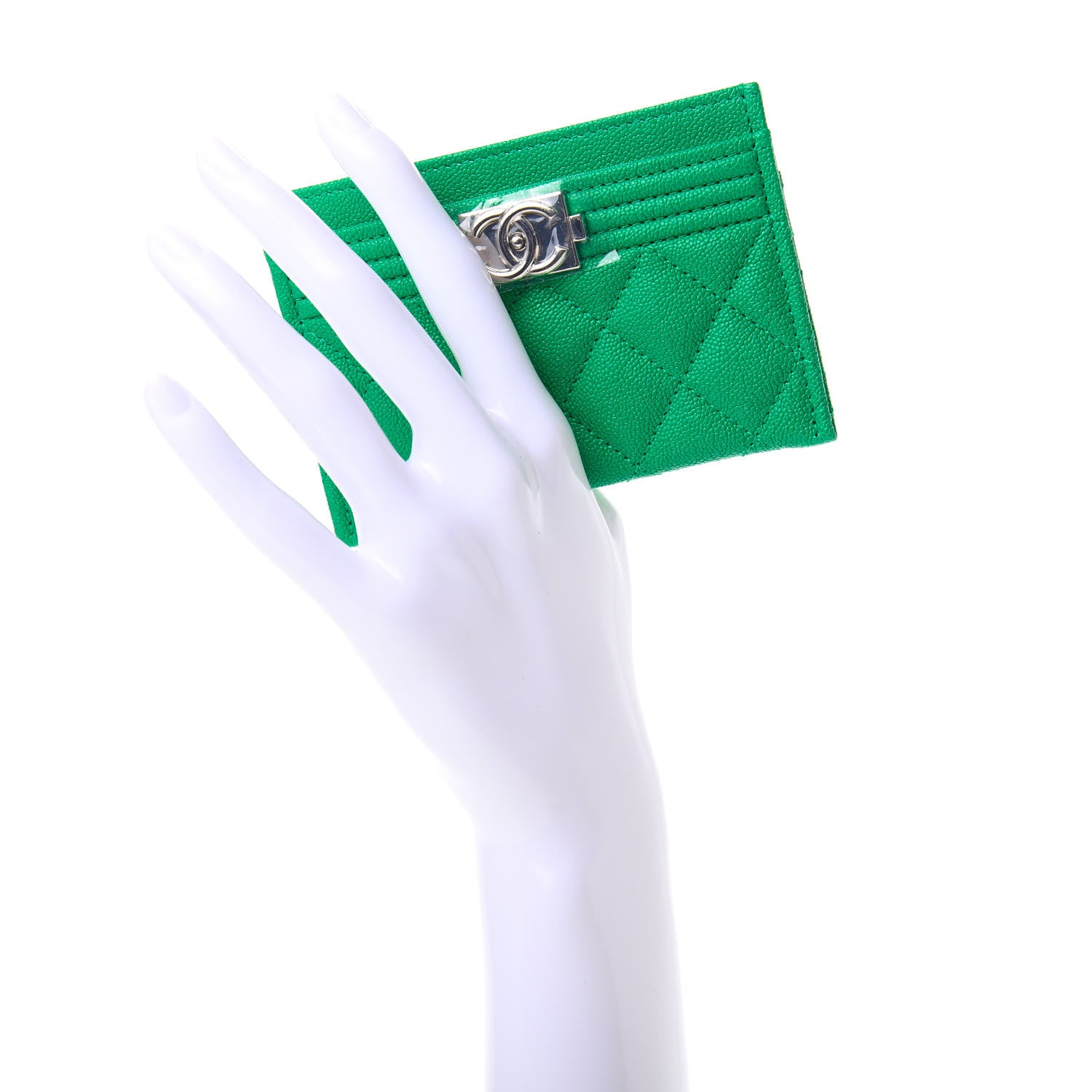 Chanel Caviar Quilted Boy Card Holder Green 2 of 9