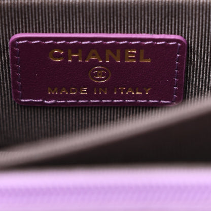 Chanel Iridescent Lambskin Quilted Mini Wallet On Chain WOC Purple 7 of 12