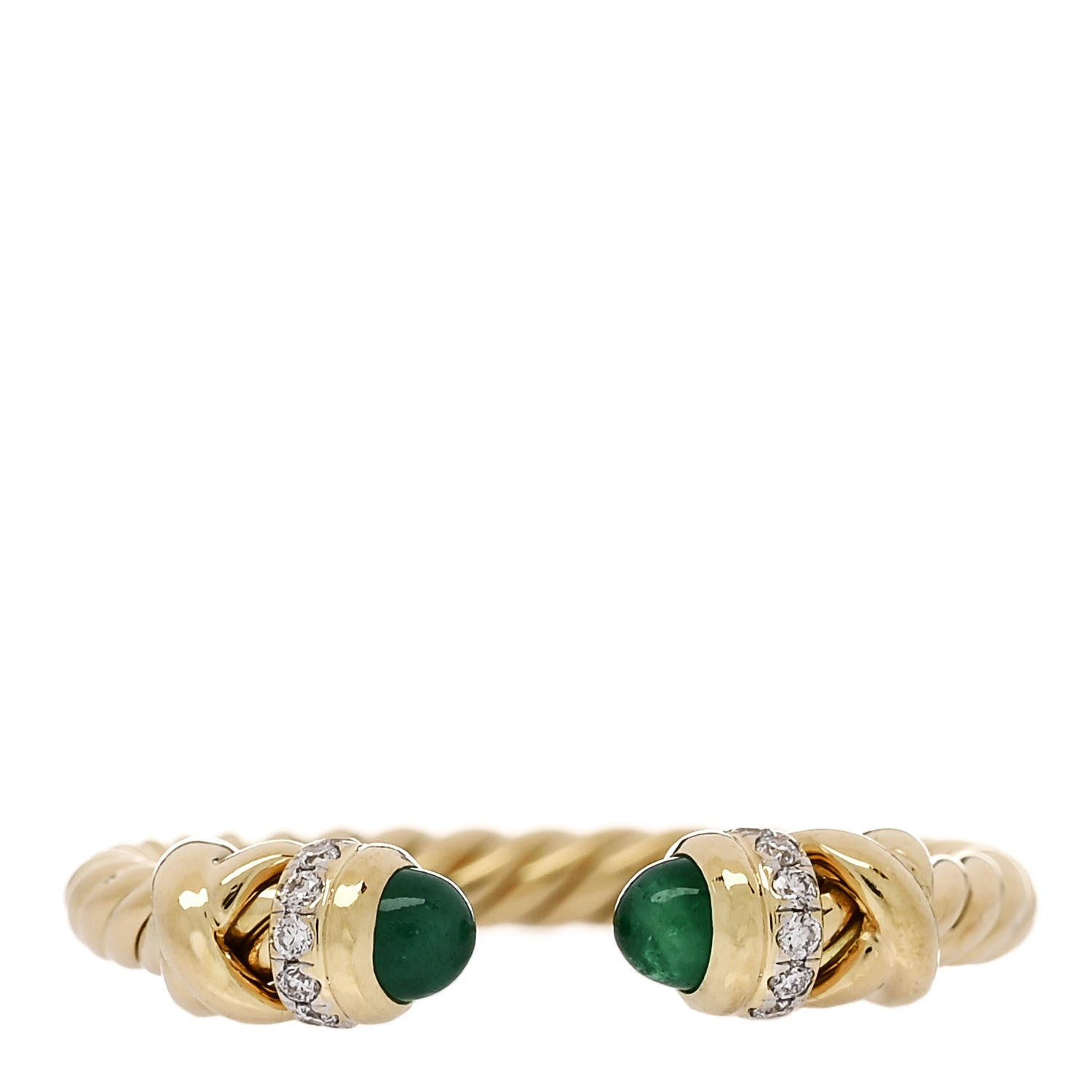 David Yurman 18K Yellow Gold Diamond Emerald Petite Helena Wrap Ring 52 6 1 of 4