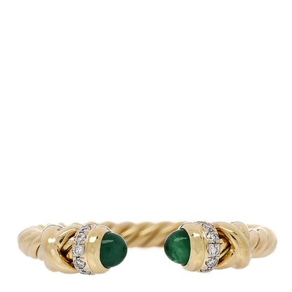 David Yurman 18K Yellow Gold Diamond Emerald Petite Helena Wrap Ring 52 6 1 of 4