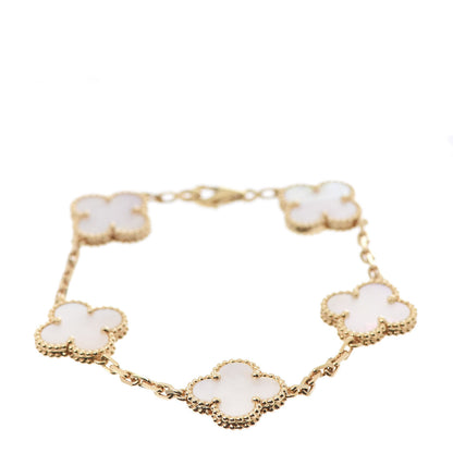 Van Cleef & Arpels 18K Yellow Gold Mother of Pearl 5 Motifs Vintage Alhambra Bracelet 1 of 6
