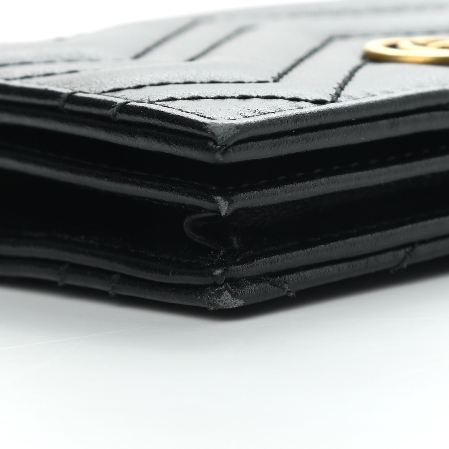 Calfskin Matelasse GG Marmont Card Case Wallet Black