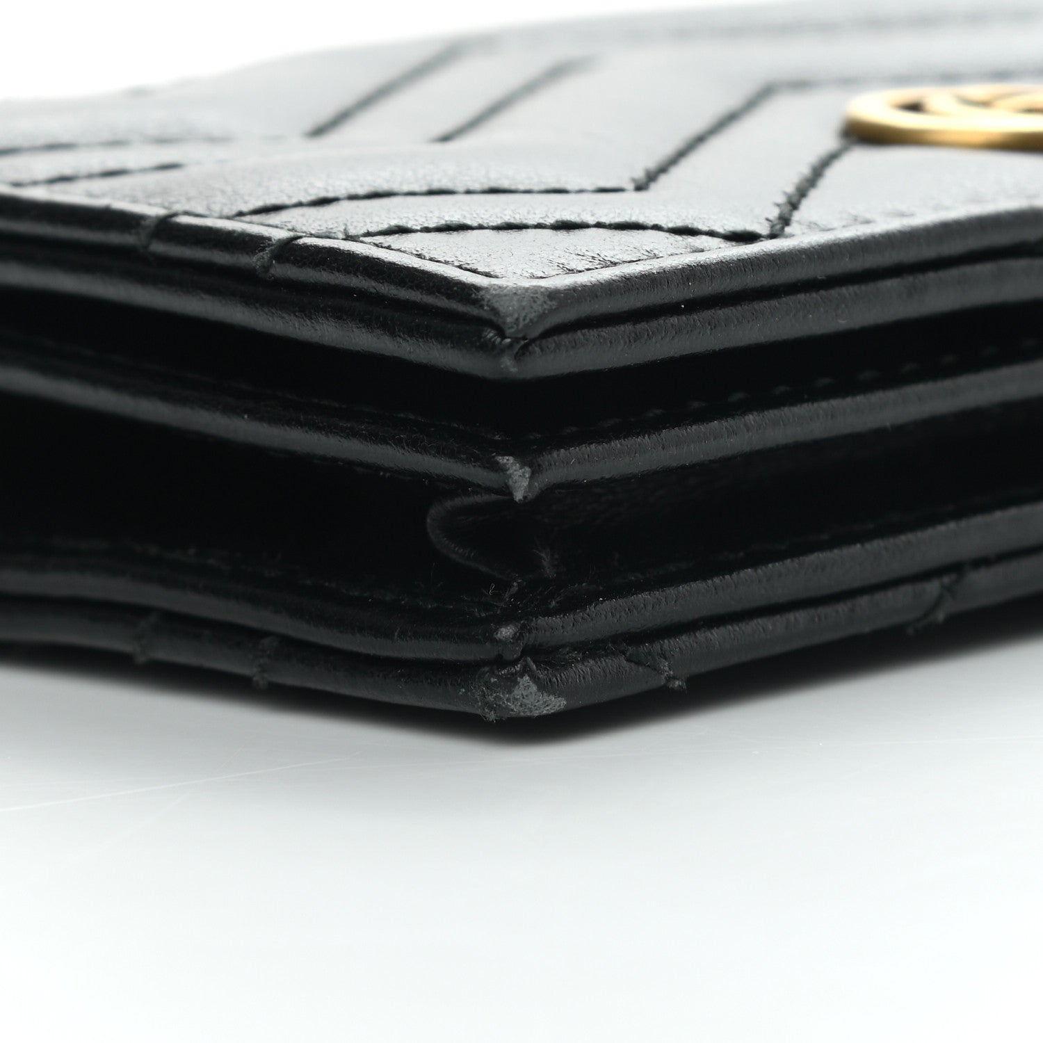 Gucci Calfskin Matelasse GG Marmont Card Case Wallet Black 8 of 9