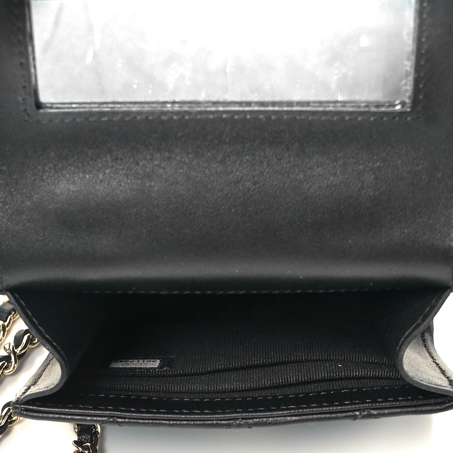 Lambskin Quilted Top Handle Flap Clutch With Chain Black