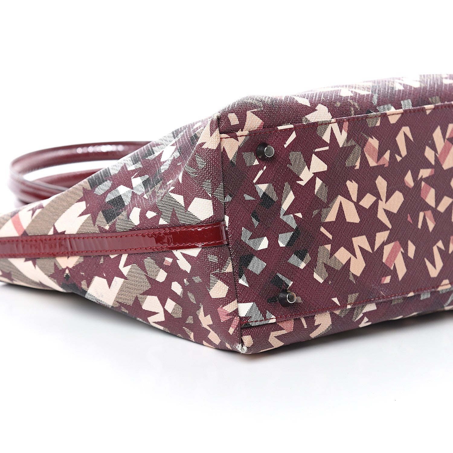 Burberry Patent Supernova Check Stars Medium Nickie Landscape Tote Berry Red 7 of 8