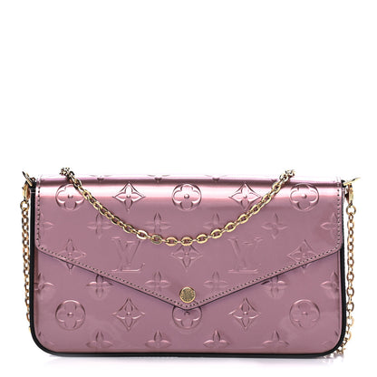 Louis Vuitton Vernis Pochette Felicie Chain Wallet Metallic Pale Pink 2 of 9