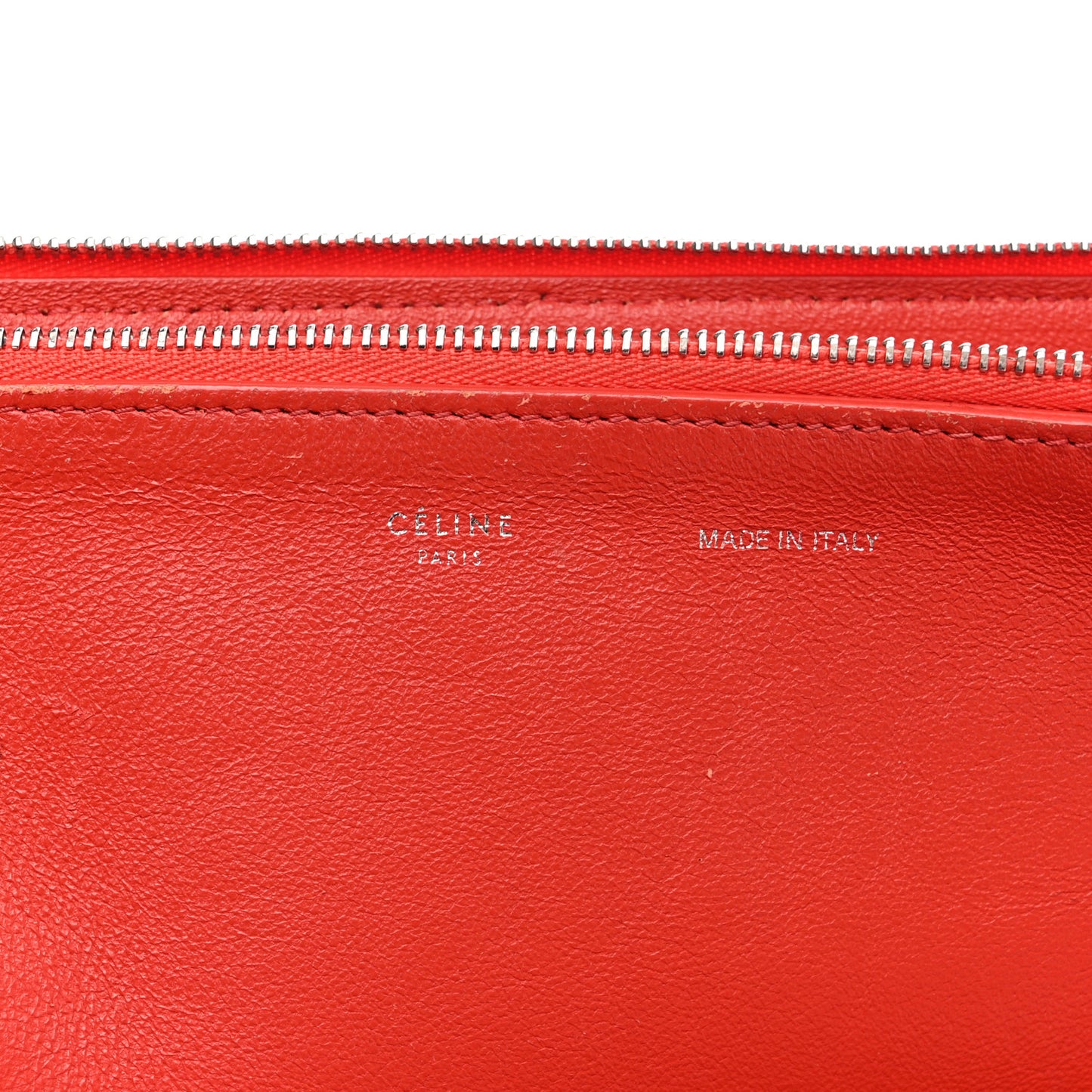 Drummed Calfskin Suede Double Zip Trapeze Vermillion
