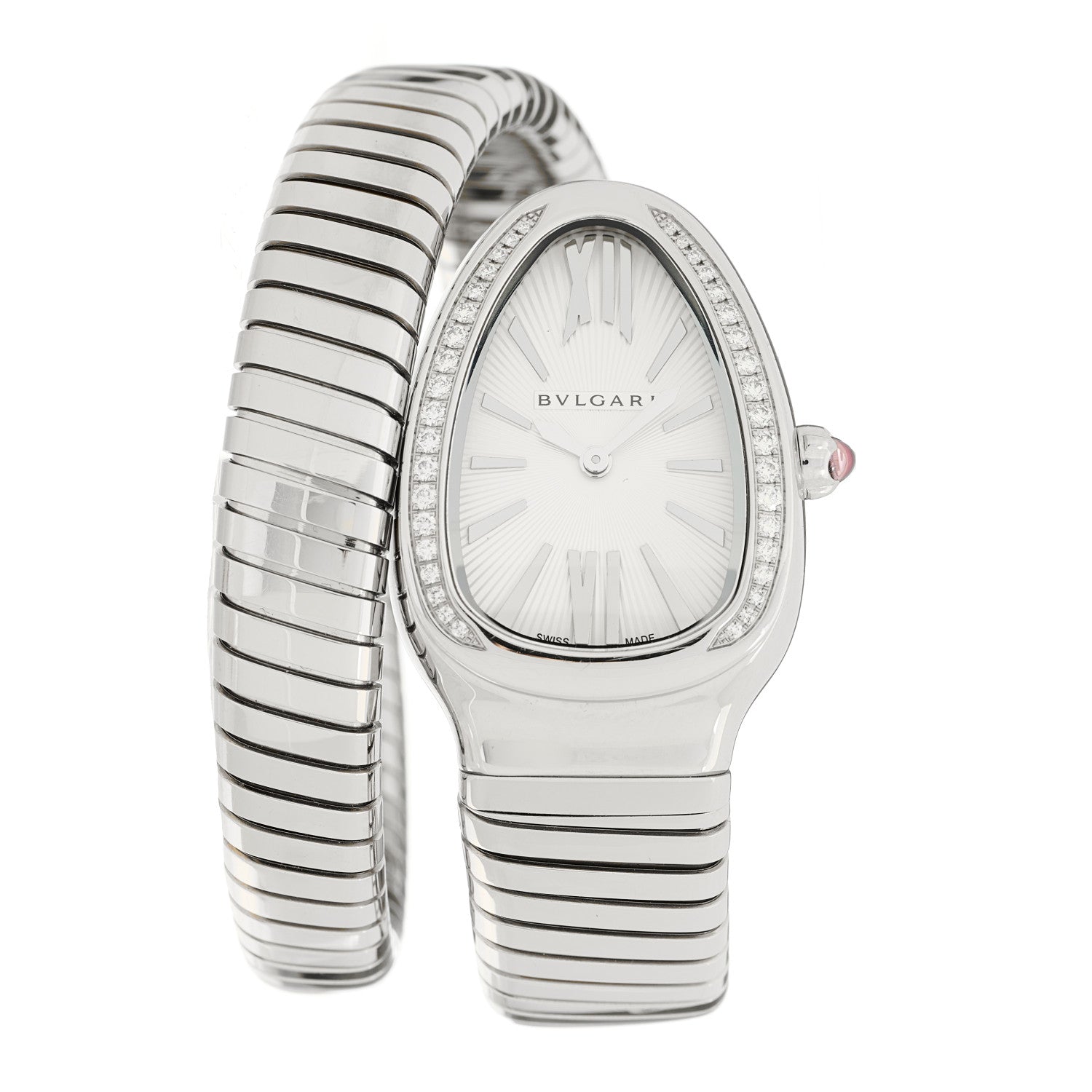 Bulgari Stainless Steel Diamond Bezel 35mm Serpenti Tubogas Quartz Watch 1 of 5
